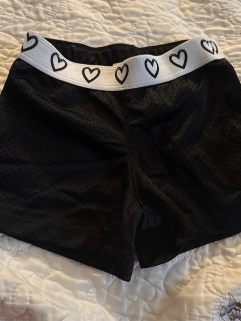 jumping beans Black Athletic Shorts with White Heart Waistband